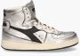 DIADORA Hoge Sneakers Dames Mi Basket Used Z Maat: 36 Materiaal: Leer Kleur: Zilver - Thumbnail 4