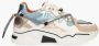 DWRS LABEL Jupiter denim Champagne Jeans Blauw Leer Lage sneakers Dames - Thumbnail 4