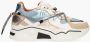 DWRS LABEL Jupiter denim Champagne Jeans Blauw Leer Lage sneakers Dames - Thumbnail 4