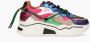 DWRS LABEL JUPITER Pink Dark green Roze Leer Lage sneakers Dames - Thumbnail 3