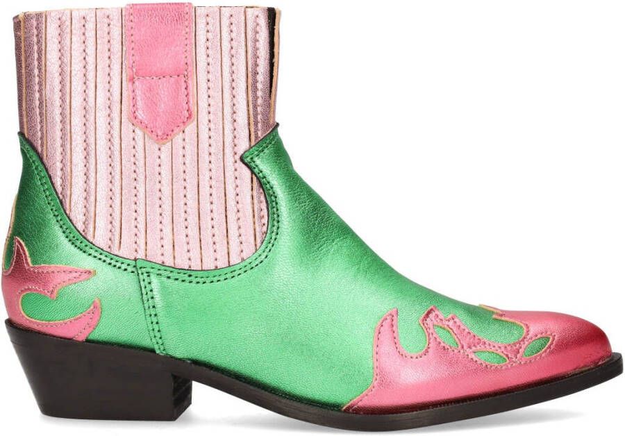 DWRS LABEL DWRS Cowboy laarzen Austin fuchsia groen - Foto 3