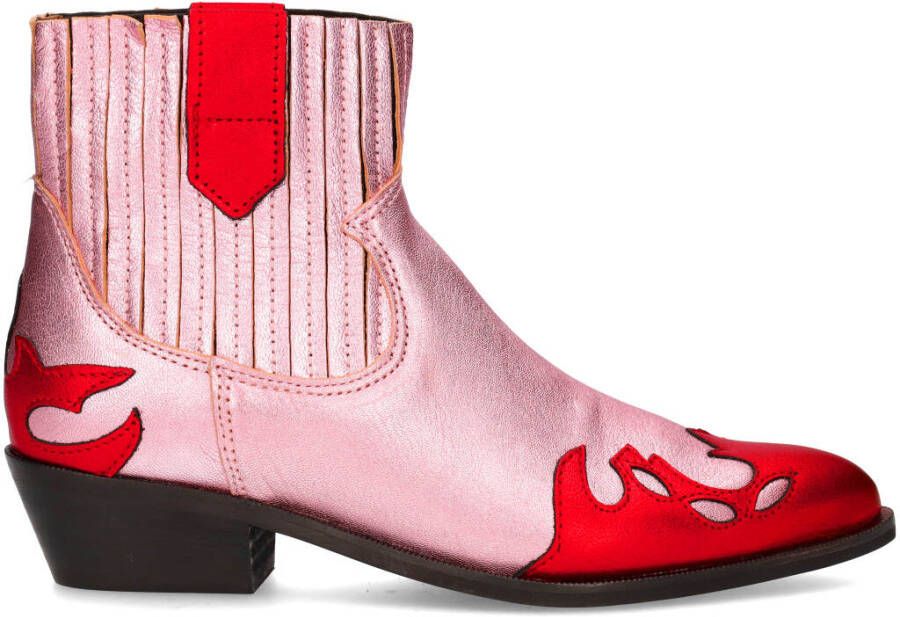 Dwrs Metallic Roze Western Enkellaarsjes Pink Dames - Foto 2