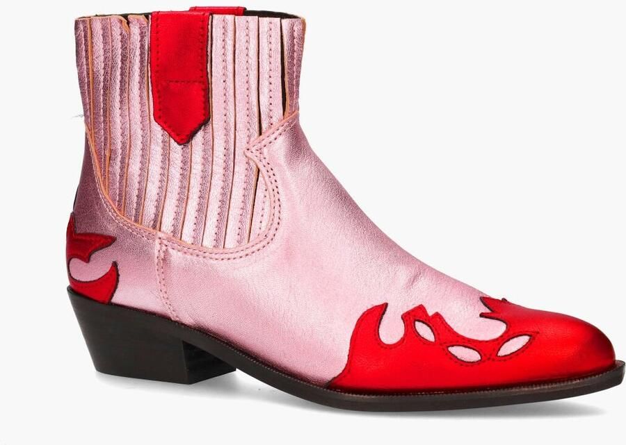 Dwrs Metallic Roze Western Enkellaarsjes Pink Dames - Foto 3