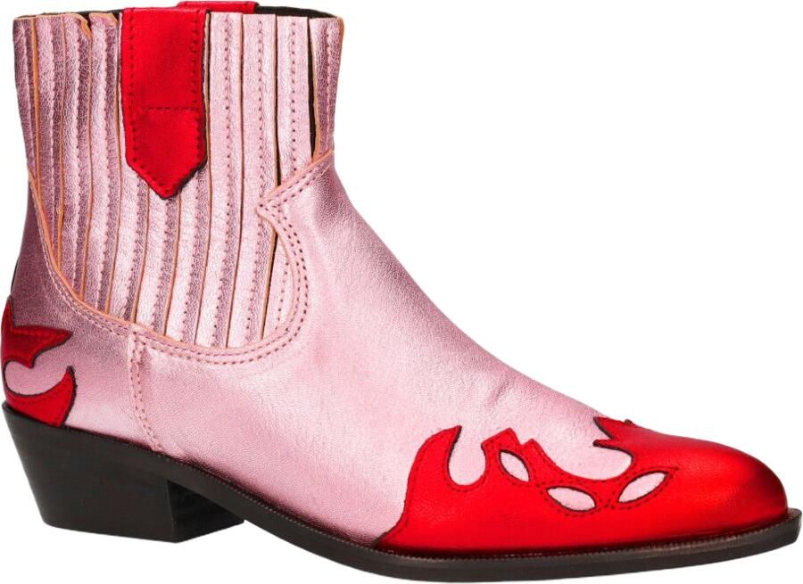 Dwrs Metallic Roze Western Enkellaarsjes Pink Dames - Foto 3