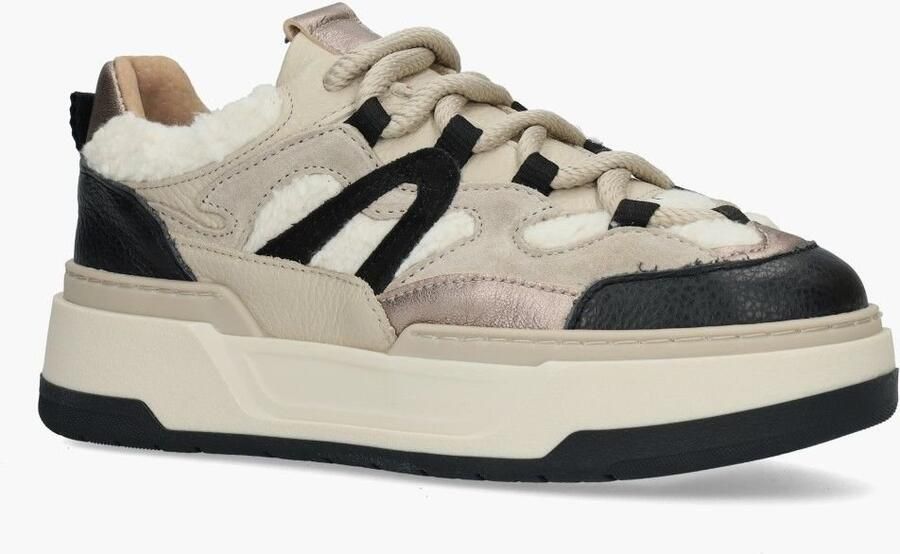 DWRS Walton leren sneakers met teddy beige zwart - Foto 5