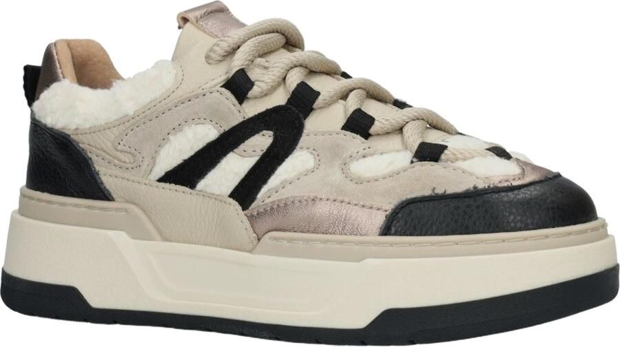 DWRS Walton leren sneakers met teddy beige zwart - Foto 5