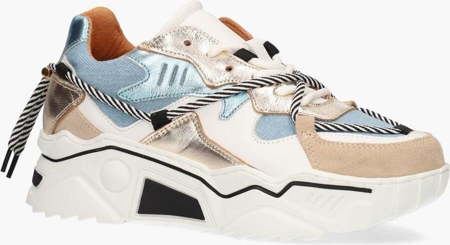 DWRS LABEL Jupiter denim Champagne Jeans Blauw Leer Lage sneakers Dames - Foto 5