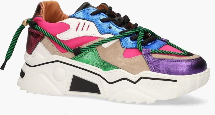 DWRS LABEL JUPITER Pink Dark green Roze Leer Lage sneakers Dames - Foto 3