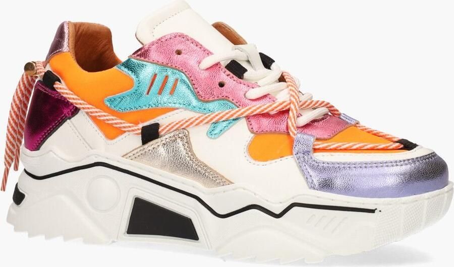 DWRS LABEL Jupiter Orange Multi Oranje Leer Lage sneakers Dames - Foto 3