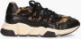 DWRS LABEL Los Angeles Teddy Zwart Bruin Damessneakers - Thumbnail 1