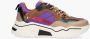 DWRS LABEL Pluto Purple Beige Paars Leer Lage sneakers Dames - Thumbnail 2