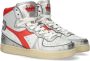 Diadora Sneakers Dames Hoge sneakers Damesschoenen Leer Mi bask metal mix Wit rood - Thumbnail 9