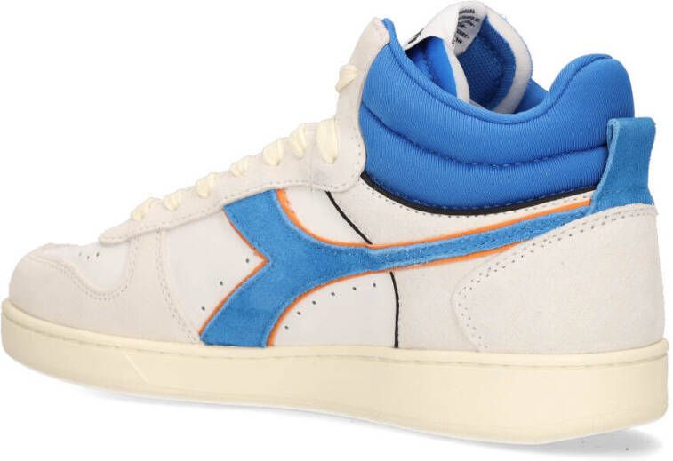 Diadora Sport Magic Basket Demi Cut Suede Leather Wit Blauw