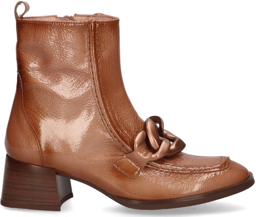 Hispanitas Charlize bruine leren enkellaarsjes Hoogte hak - Foto 4