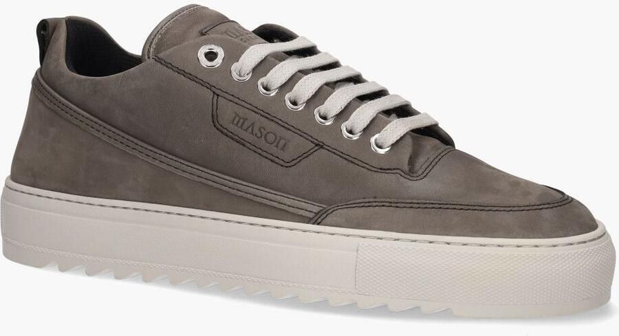 Mason Garments Grijze leren sneaker met zilveren details Green Heren - Foto 4