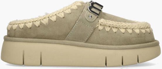 Mou Groene Suède Pantoffels met Wolsteken Green Dames - Foto 2