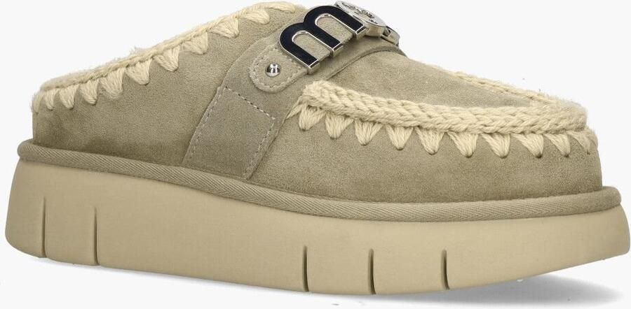 Mou Groene Suède Pantoffels met Wolsteken Green Dames - Foto 4