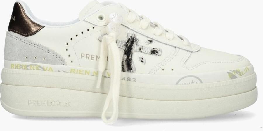 Premiata Witte Leren Sneakers Logo Zijkant Achterkant White Dames - Foto 7