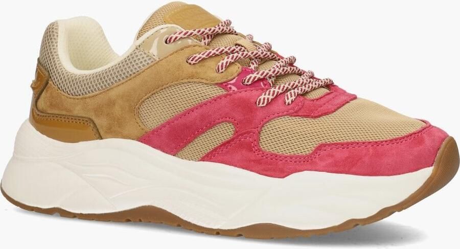 Scotch & Soda Celest leren chunky sneakers camel roze - Foto 4