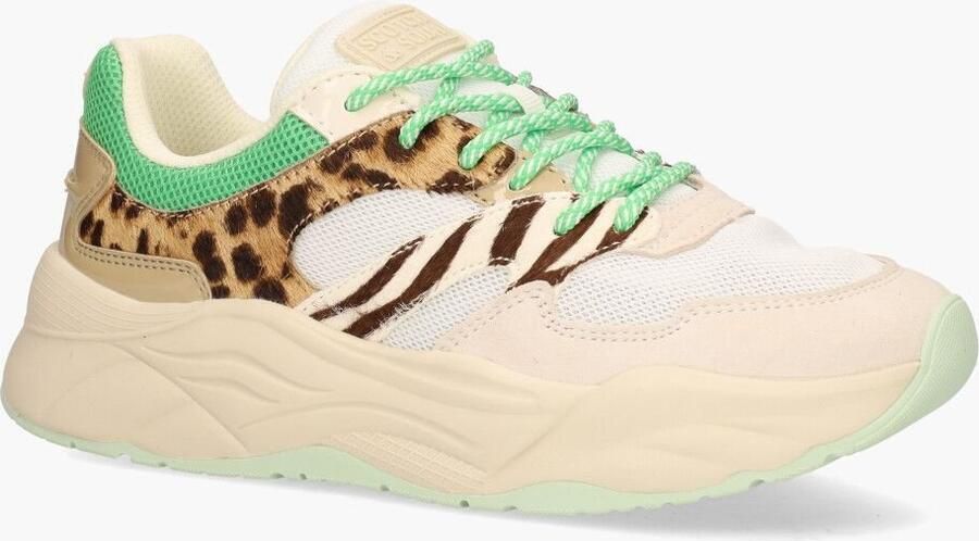 SCOTCH & SODA Celest Green Animal Chunky Wit Mesh Lage sneakers Dames - Foto 4