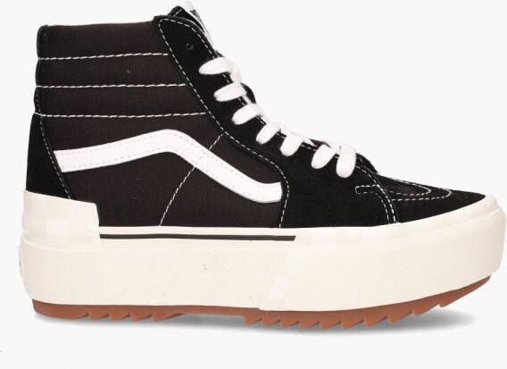 Vans Ua Sk8 Hi Stacked Suede Canvas Black Blanc Sneaker - Foto 7