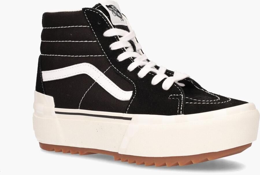 Vans Ua Sk8 Hi Stacked Suede Canvas Black Blanc Sneaker - Foto 6