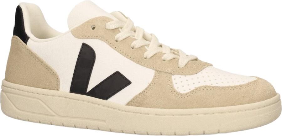 Veja Witte leren herensneakers met bruine suède inzetstukken Wit - Foto 14