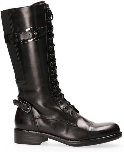 Hoge zwarte veterlaarzen - Damesschoenen – SACHA