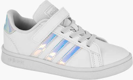 Adidas Witte Grand Court sneaker holografisch - Schoenen.nl