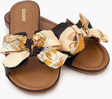 Graceland Zwarte slipper strik