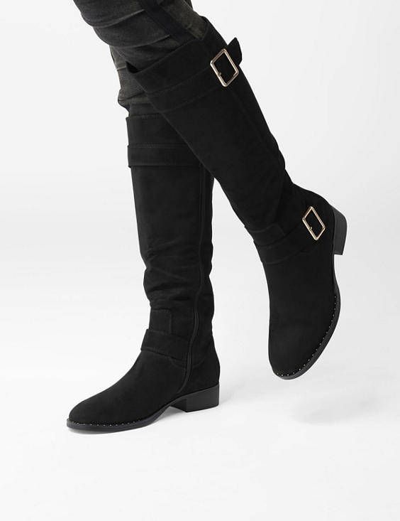 Graceland laarzen met siergespen zwart - Schoenen.nl