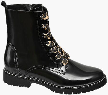Durea 9673 dames veterboot lak croco zwart G | Schutrups Schoenen Exloo