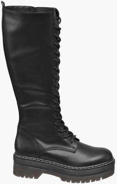Oxmox Zwarte lange veterboot Schoenen