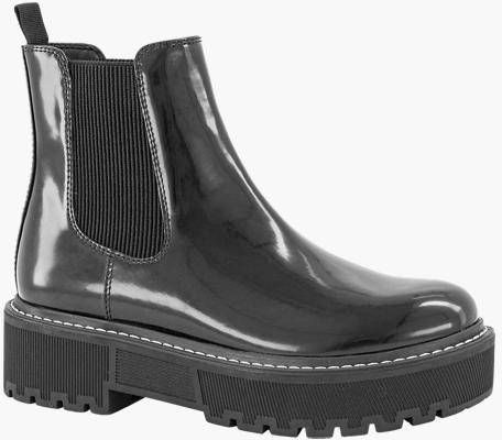 Oxmox Zwarte platform chelsea boot lak