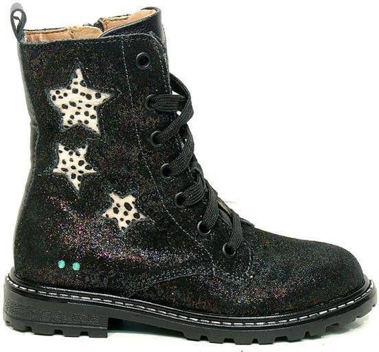 Bunnies Hailee Happy leren veterboots zwart multi Meisjes Leer All over print 27 - Foto 2