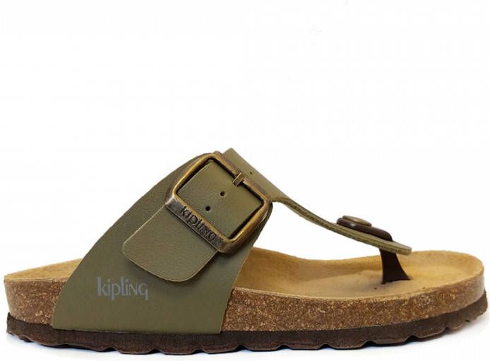 Kipling Groene Teenslippers Juan 4 Khaki