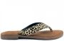 Lazamani 75.481 leren teenslippers met dierenprint ecru zwart - Thumbnail 3