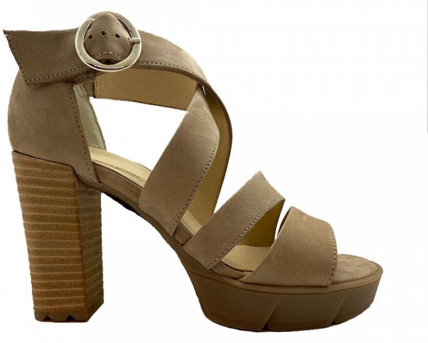Paul Green Sandalen Dames Damesschoenen Suède Blokhak hoogte 8 cm 7942 Beige - Foto 5