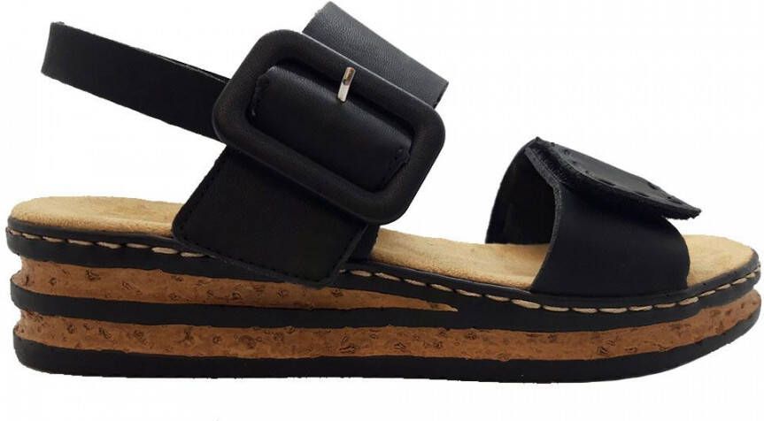 Rieker Sleehaksandaaltjes zomerschoen sandaal sleehak met modieuze decoratieve gesp - Foto 4