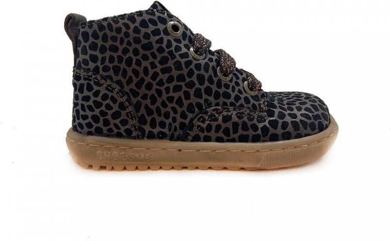 Shoesme EF21W035-A leren veterboots met panterprint brons zwart - Foto 13