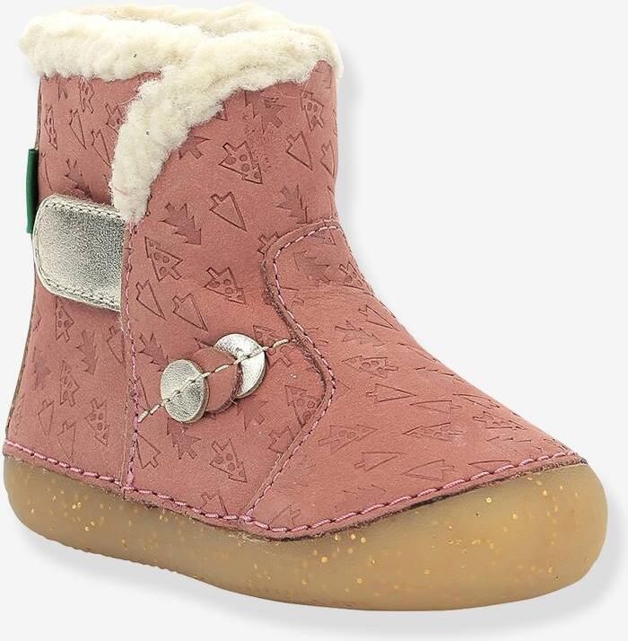 KICKERS Leren enkellaarsjes voor babymeisjes So Windy 1ste stapjes rozen