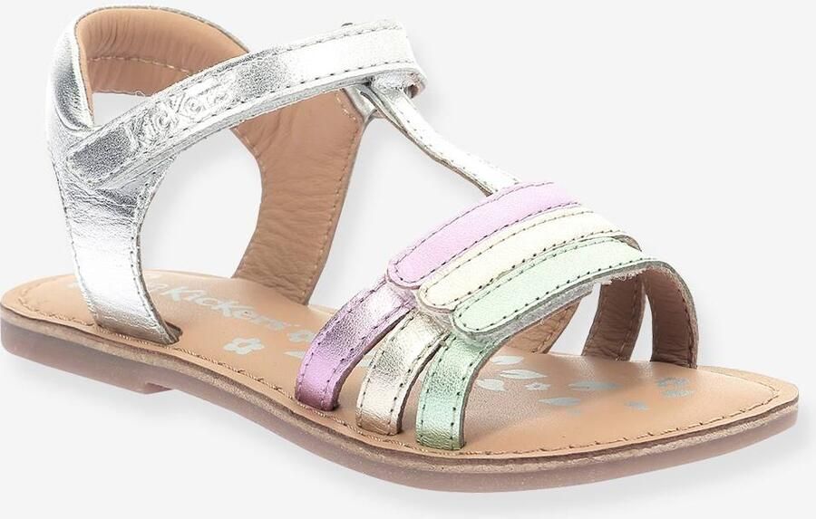 KICKERS Leren kindersandalen Dia to zilver