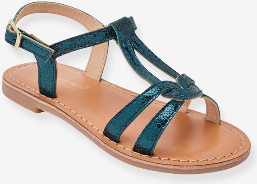 LES TROPEZIENNES Leren kindersandalen Backle PAR M. BELARBI turquoiseblauw - Foto 2
