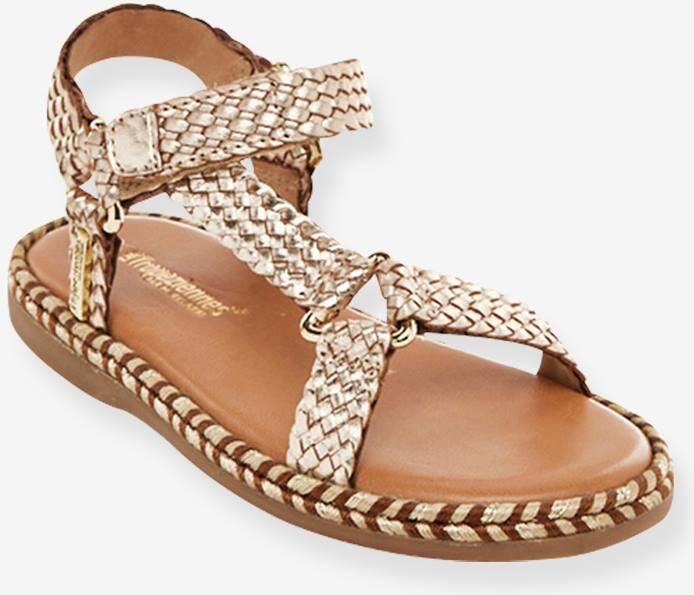 LES TROPEZIENNES Leren kindersandalen met klittenband Blister PAR M. BELARBI goudbeige
