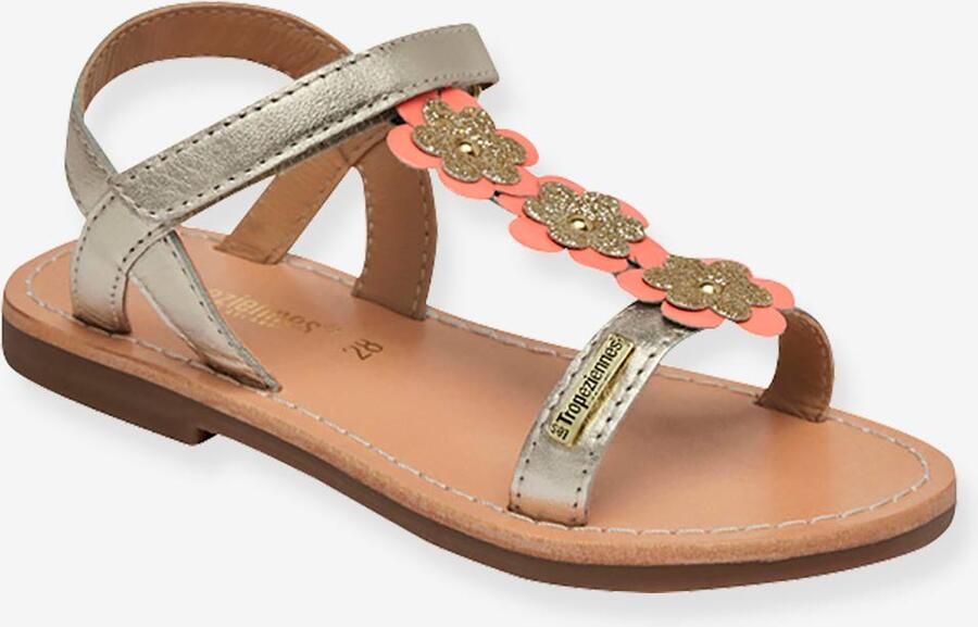 LES TROPEZIENNES Leren kindersandalen met klittenband Ibuscus PAR M. BELARBI koraal