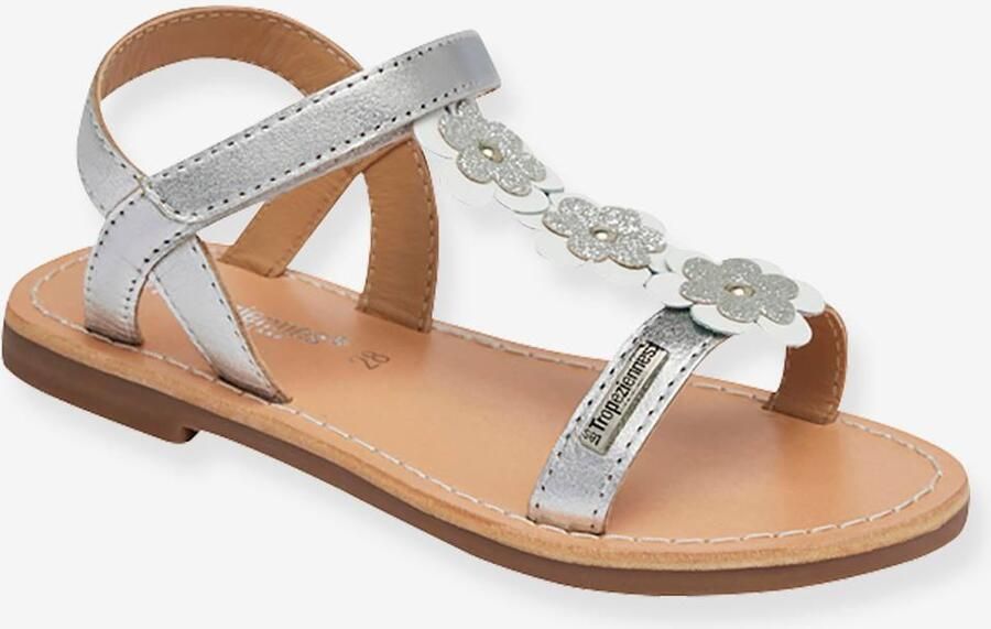 LES TROPEZIENNES Leren kindersandalen met klittenband Ibuscus PAR M. BELARBI zilver