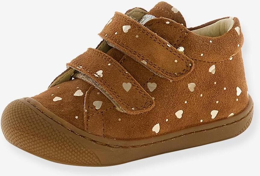 NATURINO suède schoentjes 'eerste stapjes' ponyprint bruin