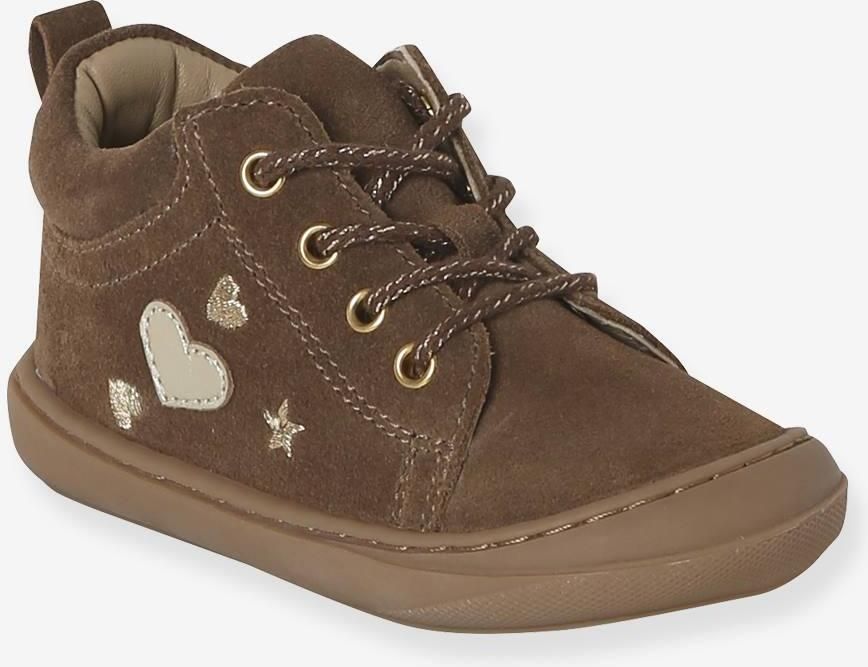 VERTBAUDET Baby eerste stapjes veterschoenen van soepel leer bruin