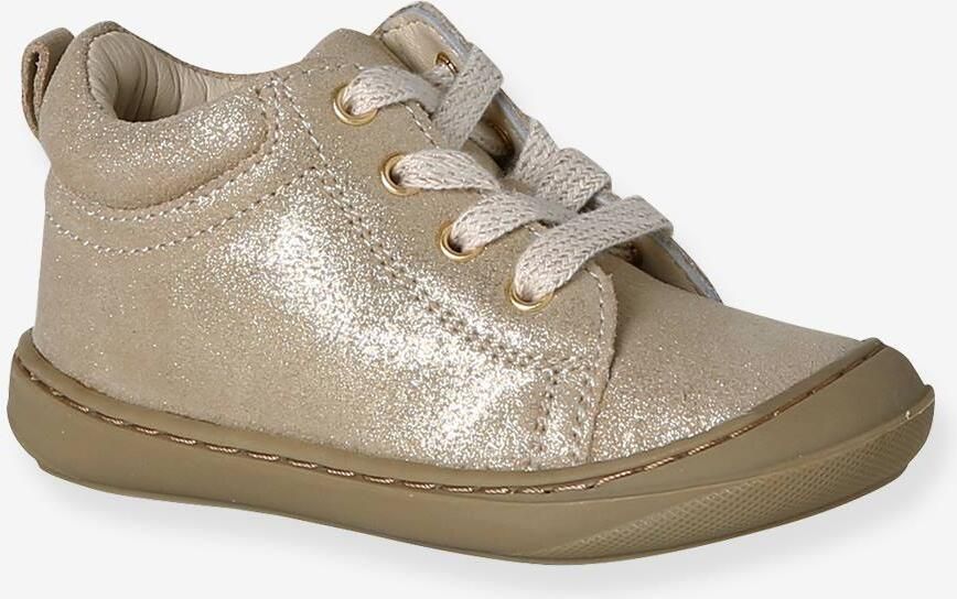 VERTBAUDET Baby eerste stapjes veterschoenen van soepel leer goudgeel