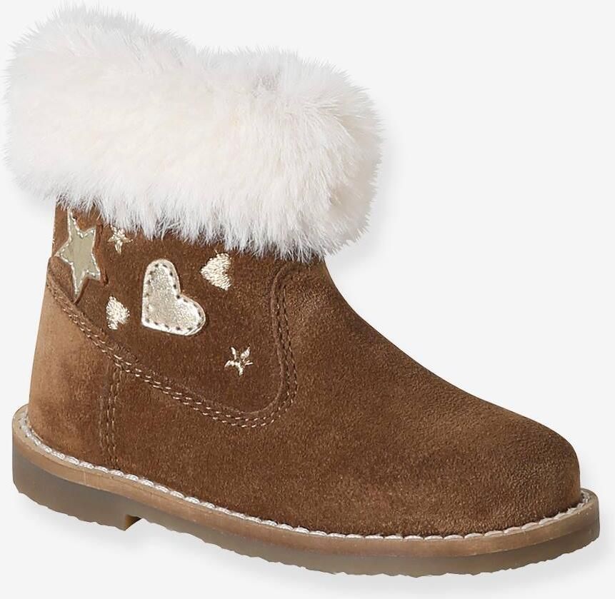 VERTBAUDET Babyboots van leer gevoerd en met ritssluiting bruin